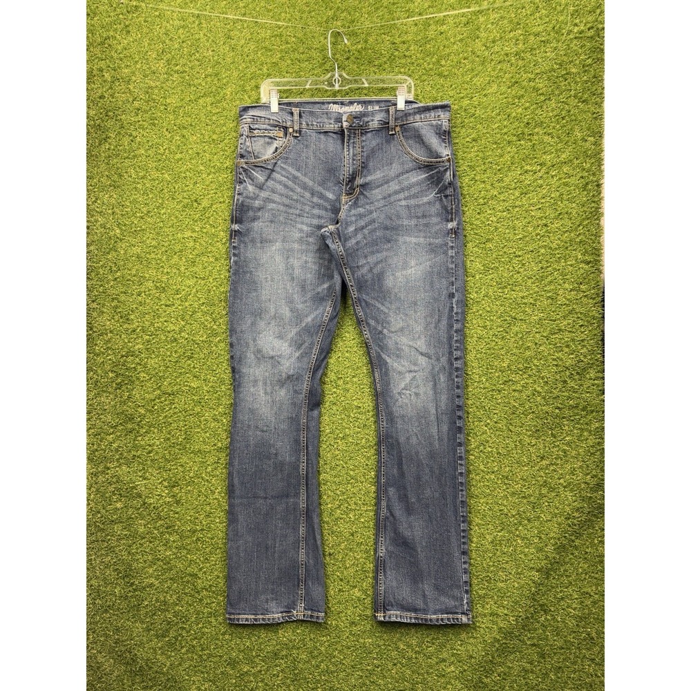 Wrangler Slim Boot Jeans Mens 36x38 Layton Dark Wash Denim Low Rise Slim Bootcut